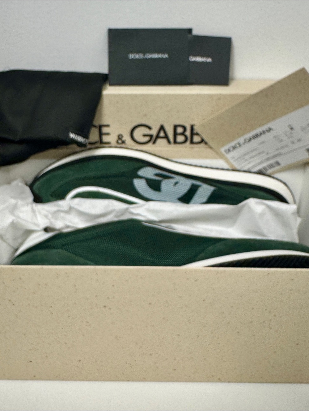 Dolce & Gabbana Men’s Dark Green Suede & White Trim Sneakers - Picture 6 of 7